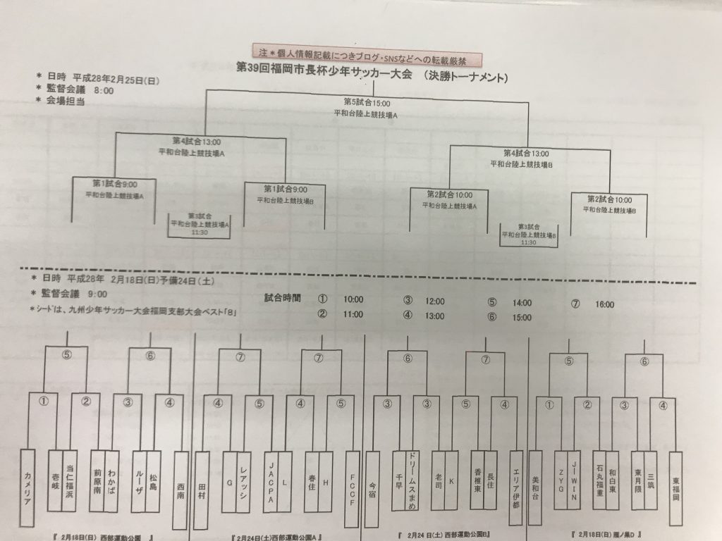 第39回福岡市長杯少年サッカー大会決勝トーナメント組み合わせ決定 レアッシ福岡フットボールクラブ